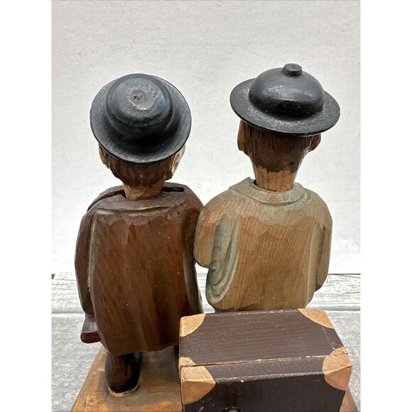 Vintage ANRI Italy Carved Wood Music Box Bar Set Corkscrew Bottle Opener {L} - Picture 10 of 16